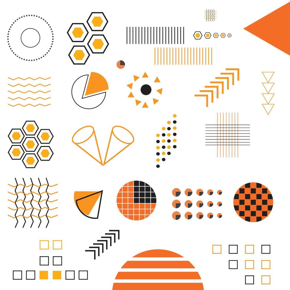 Modern Vector Geometric Shapes on A White Background Memphis Geometric Shapes