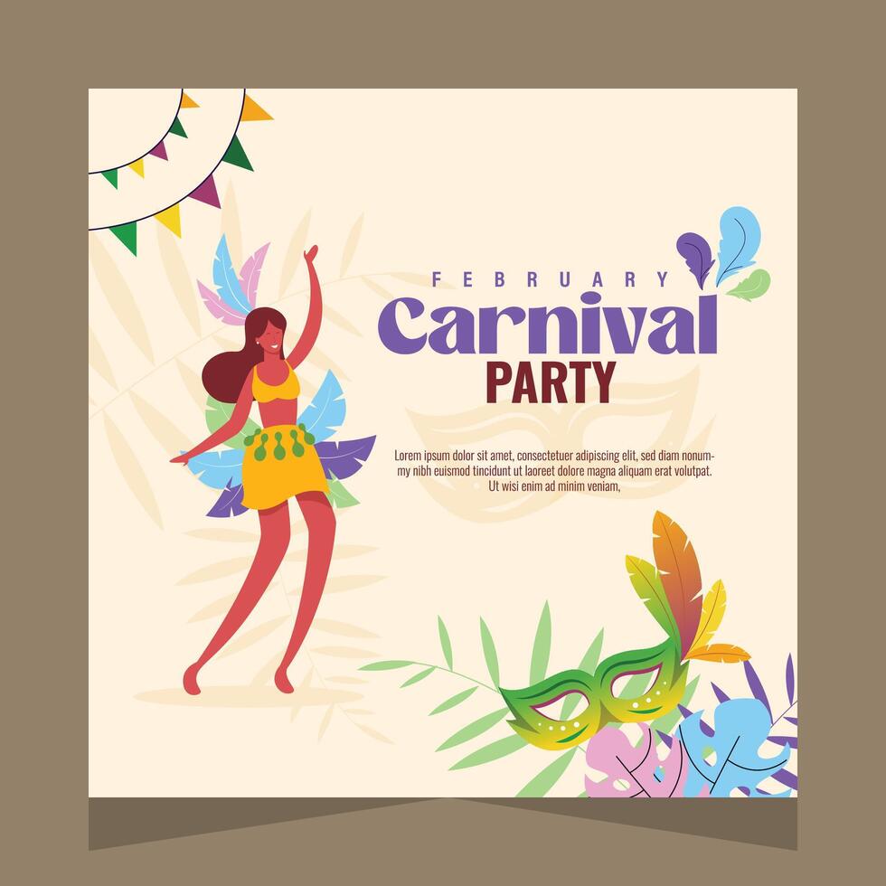 Carnival Party Social Media Post Illustration Design Template vector