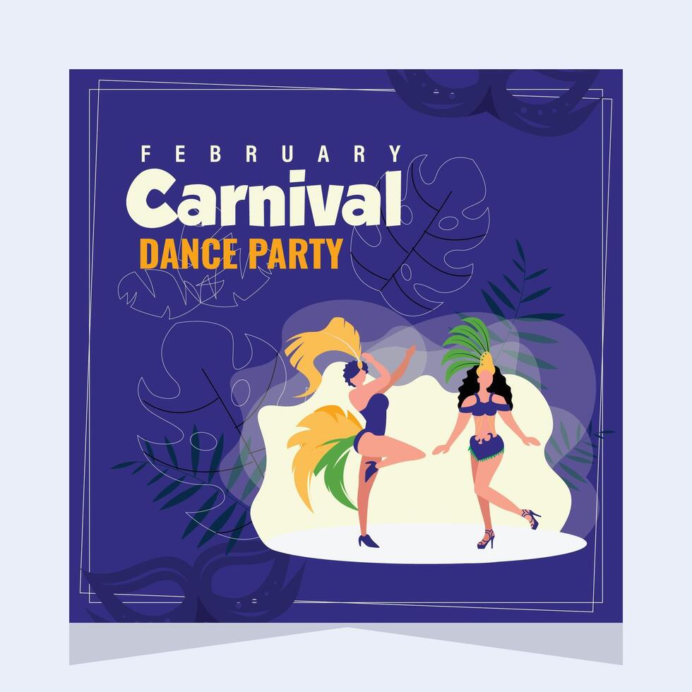 Brazilian Carnival Party Social Media Post Illustration Design Template vector