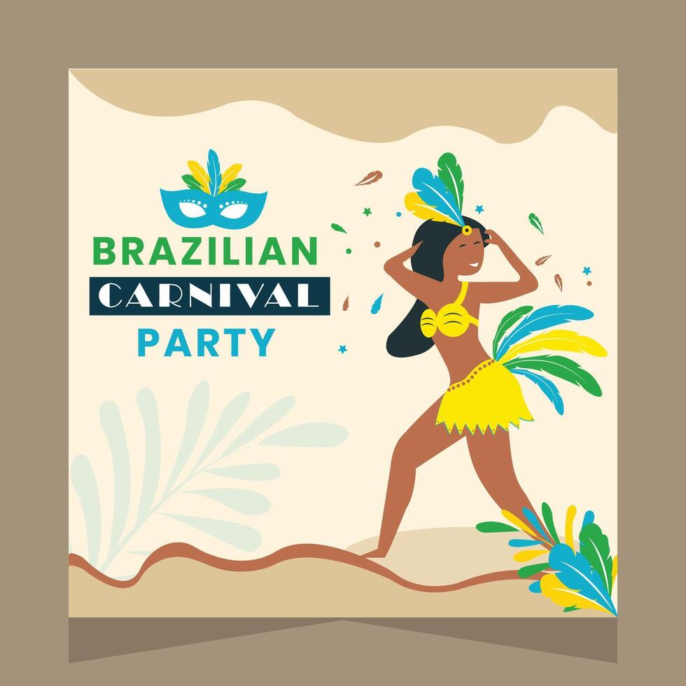Carnival Dance Party Social Media Post Illustration Template vector