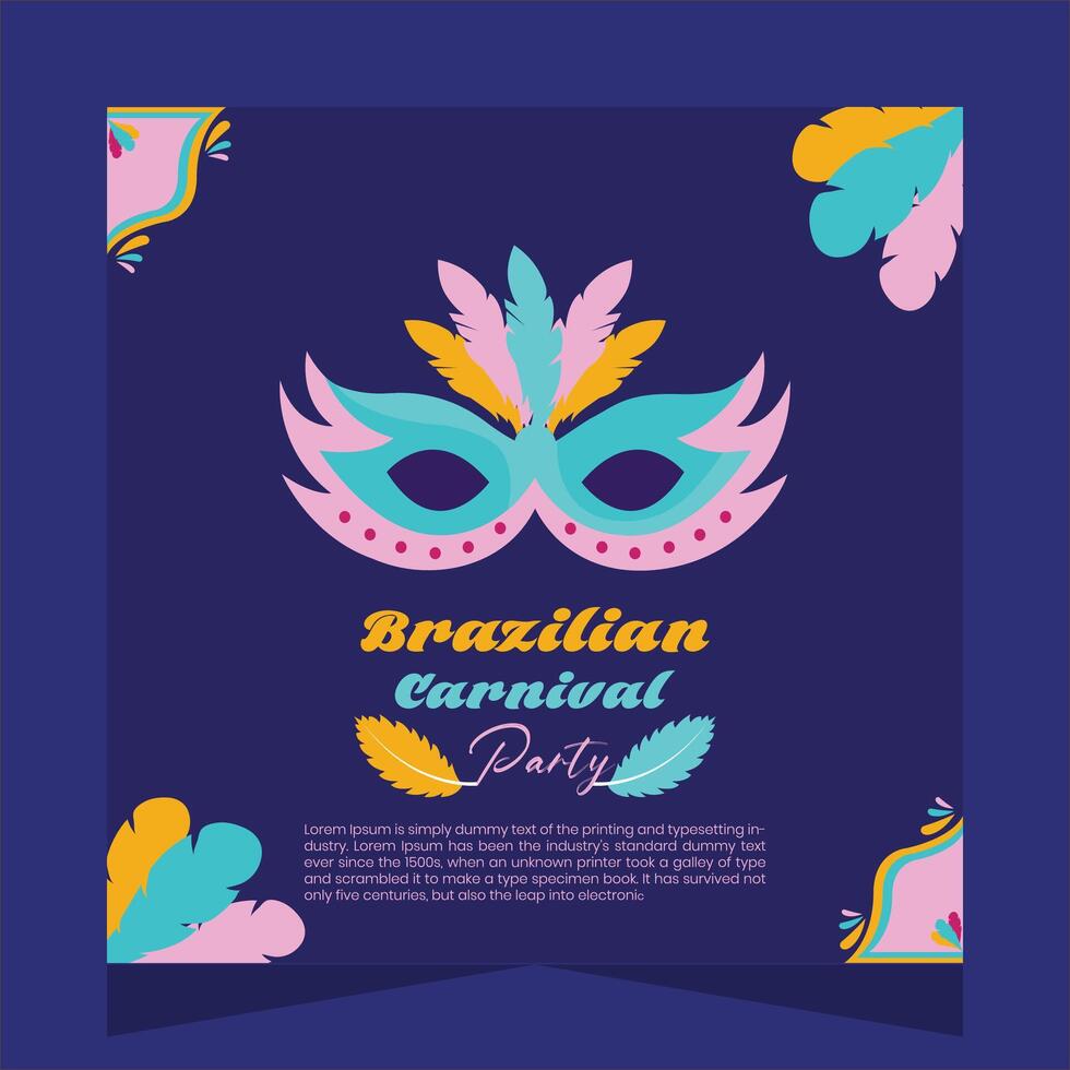 Carnival Dance Party Social Media Post Illustration Template vector