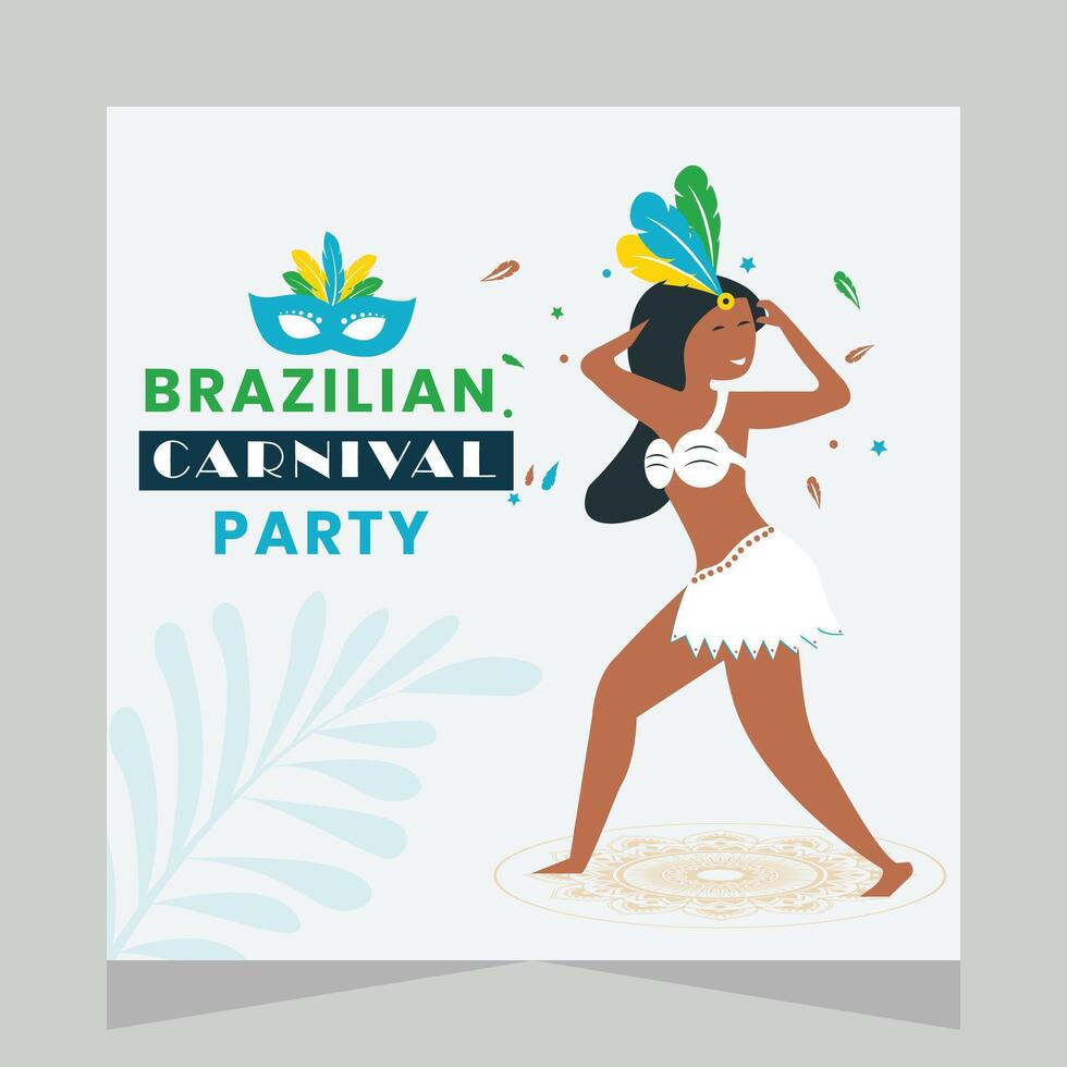 Carnival Dance Party Social Media Post Illustration Template vector