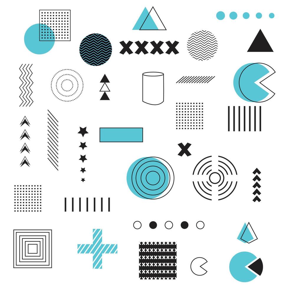 Modern Vector Geometric Shapes on A White Background Memphis Geometric Shapes