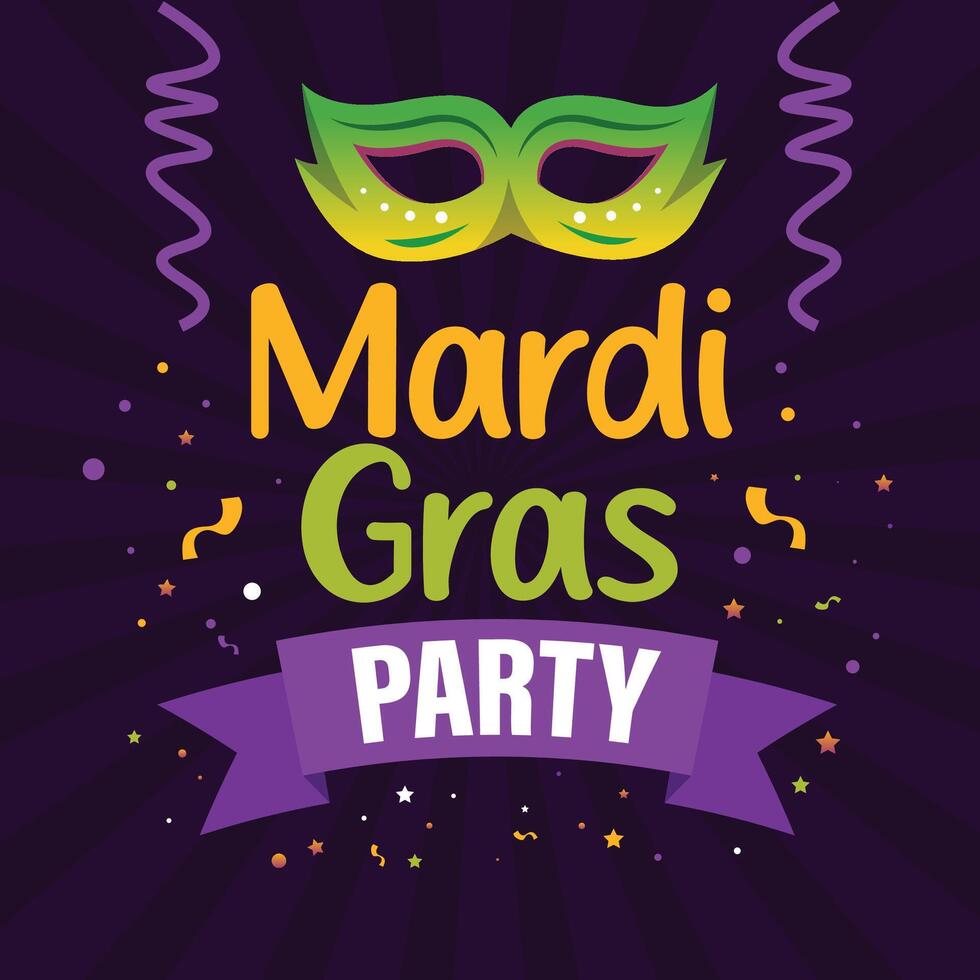 Carnival Mardi Gras Party Social Media Post Illustration Template vector