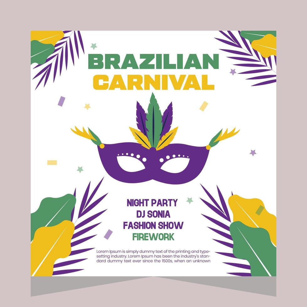 Brazilian Carnival Party Social Media Post Illustration vector