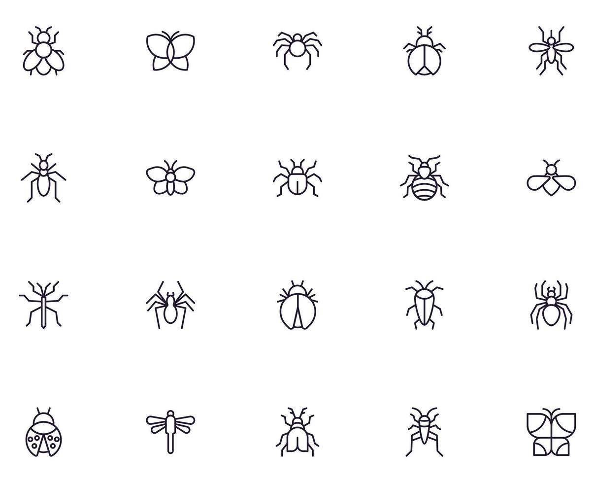 Bug concept. Collection of bug high quality vector outline signs for web pages, books, online stores, flyers, banners etc. Set of premium illustrations isolated on white background