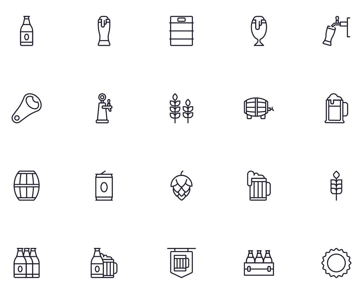 Beer concept. Collection of modern high quality beer line icons. Editable stroke. Premium linear symbol for web sites, flyers, banners, online shops and companies. vector