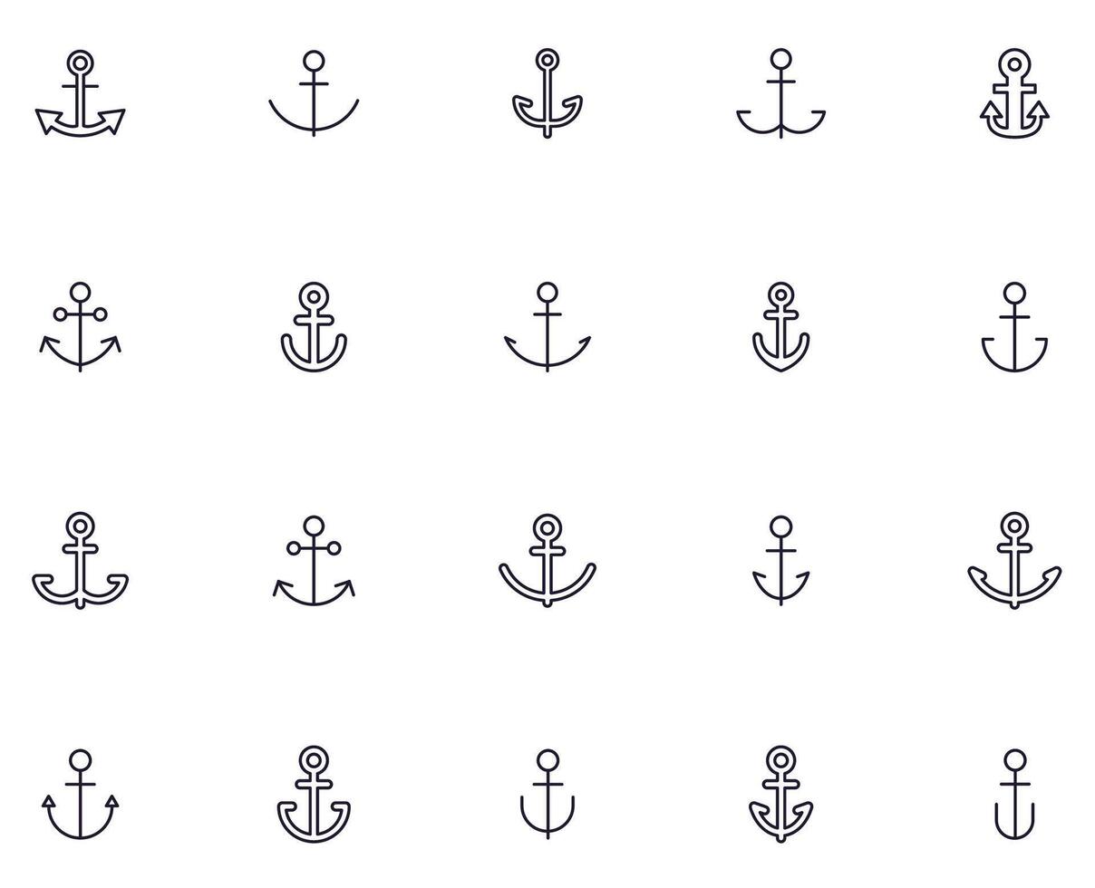 Anchor line icon on white background vector