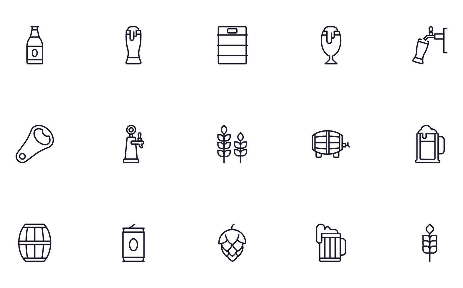 Beer concept. Collection of modern high quality beer line icons. Editable stroke. Premium linear symbol for web sites, flyers, banners, online shops and companies. vector