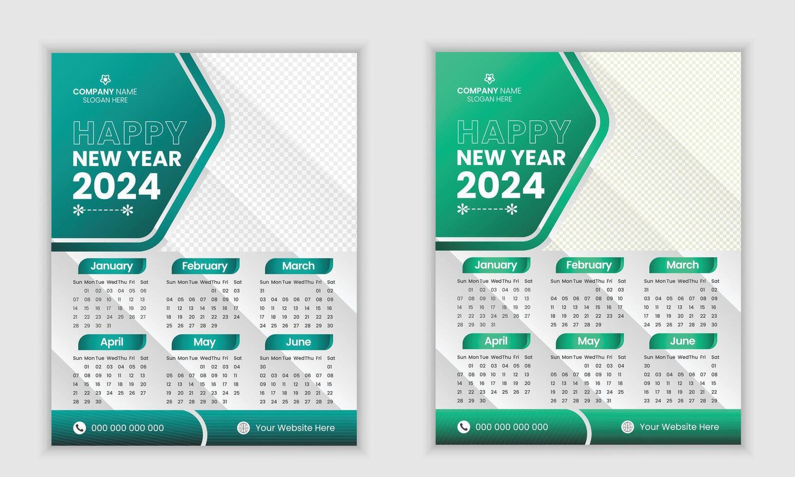 Ceative modern happy new year 2024 calander design vector