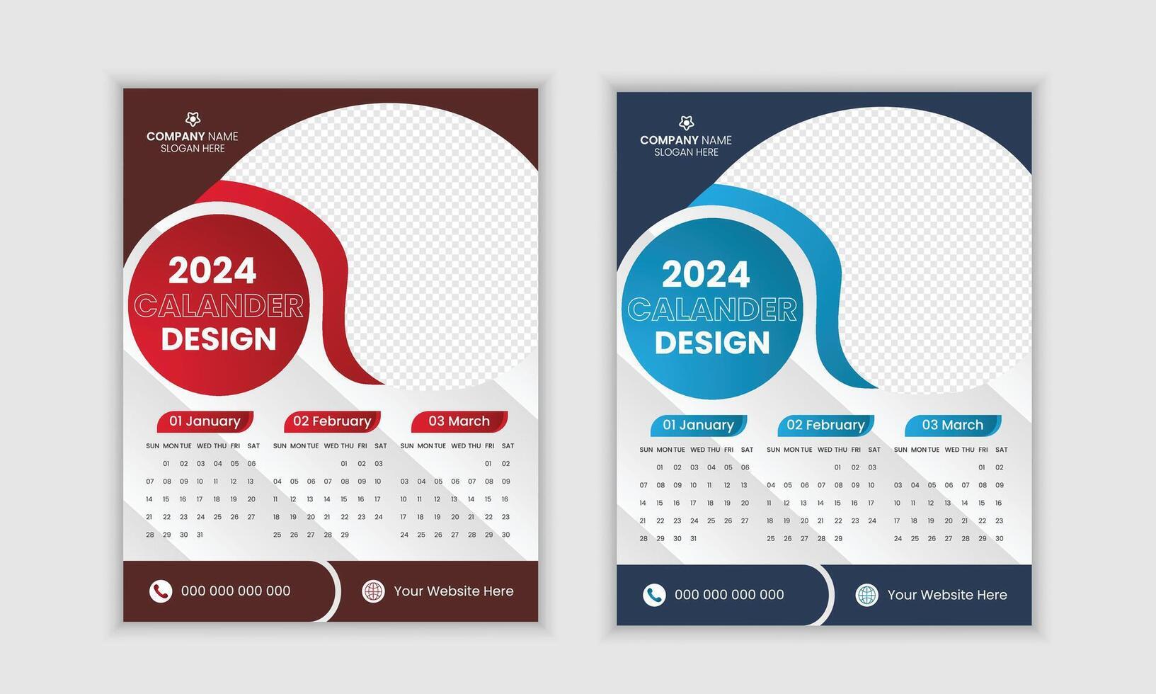 creativo moderno contento nuevo año 2024 calandrar diseño vector