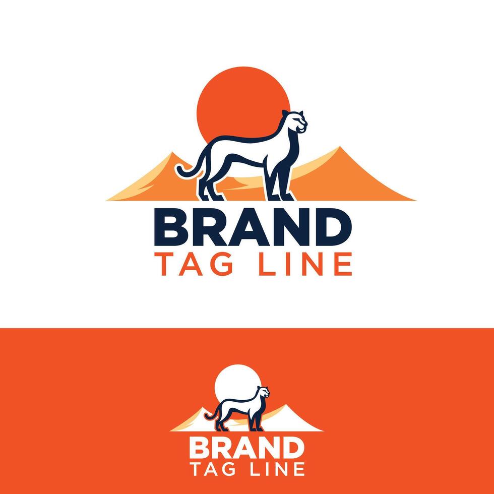 Big Cat Vector With Background. Big Cat Logo Design Concept. Suitable for Business.
