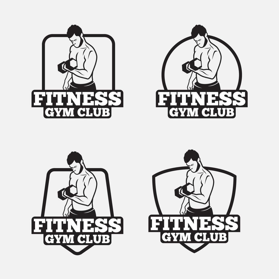 fitness gym logo badge vector