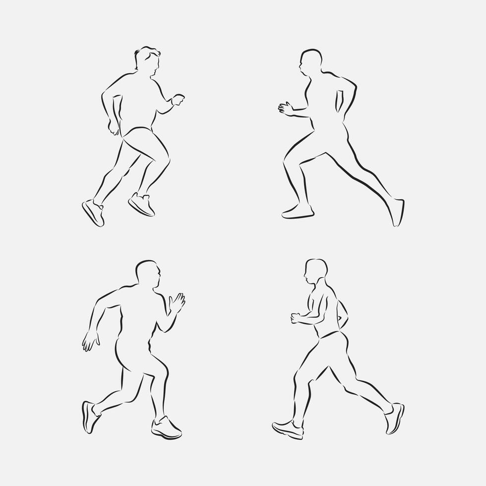 Run Drawing Sketch vector