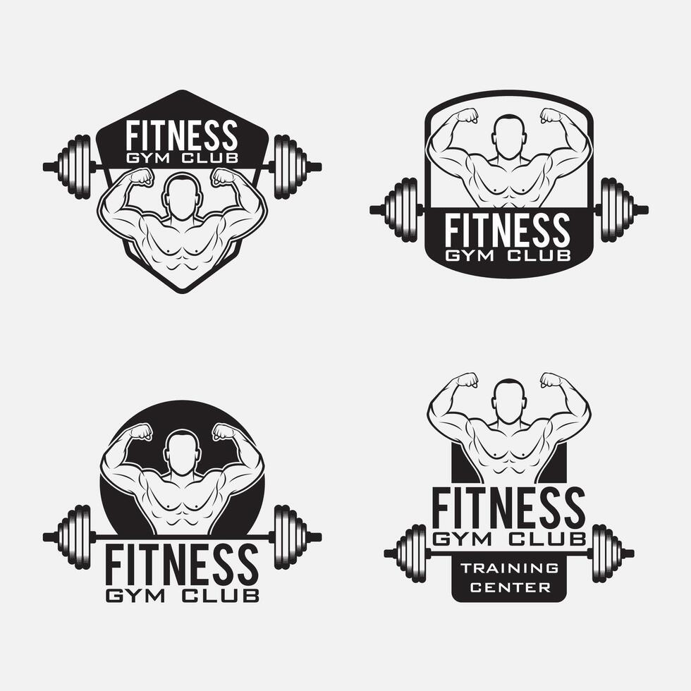 fitness gym logo badge vector