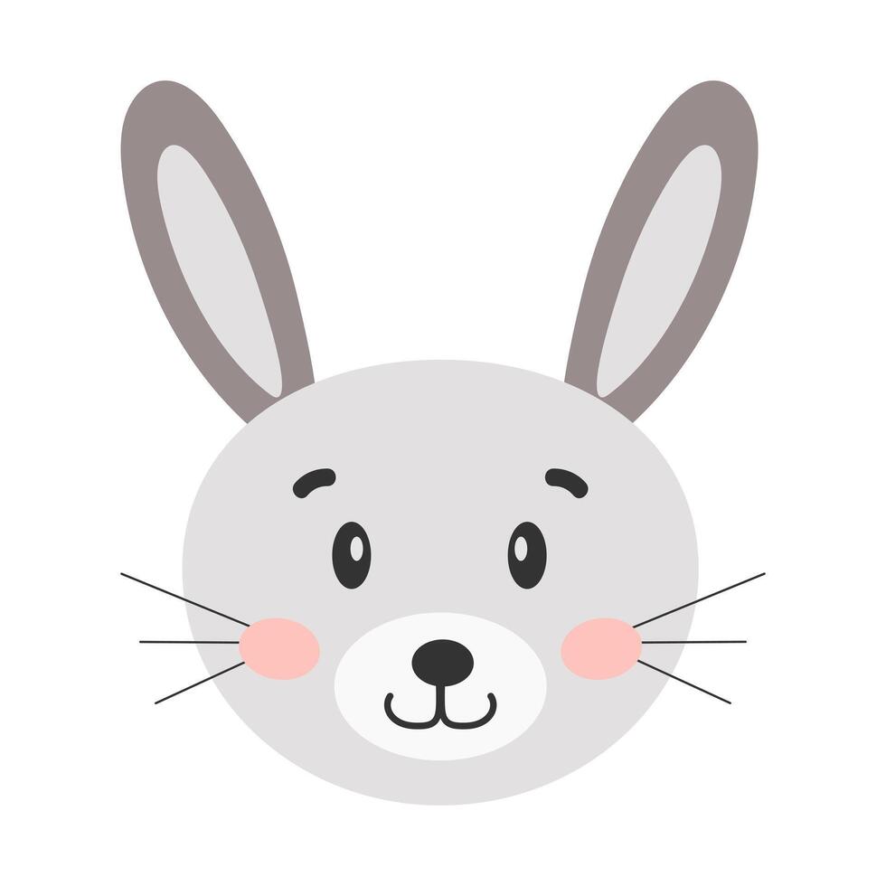 Cartoon bunny. Head of a bunny. Cute illustration of a bunny face. Vector illustration.
