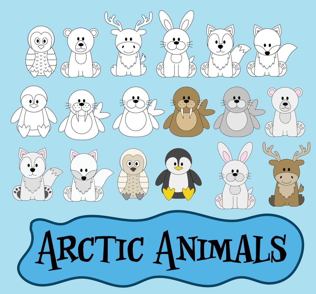 Arctic Animals in Winter vector
