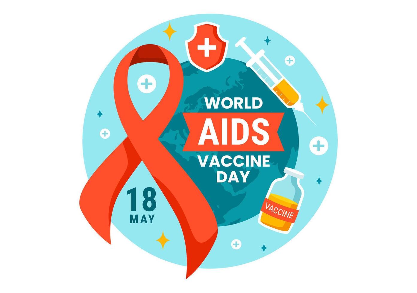 World Aids Vaccine Day Vector Illustration on 18 May with Injection to Prevention and Awareness Health Care in Flat Cartoon Background Design