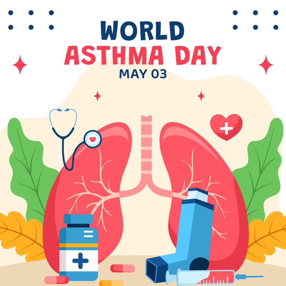 Asthma Day Social Media Illustration Flat Cartoon Hand Drawn Templates Background vector