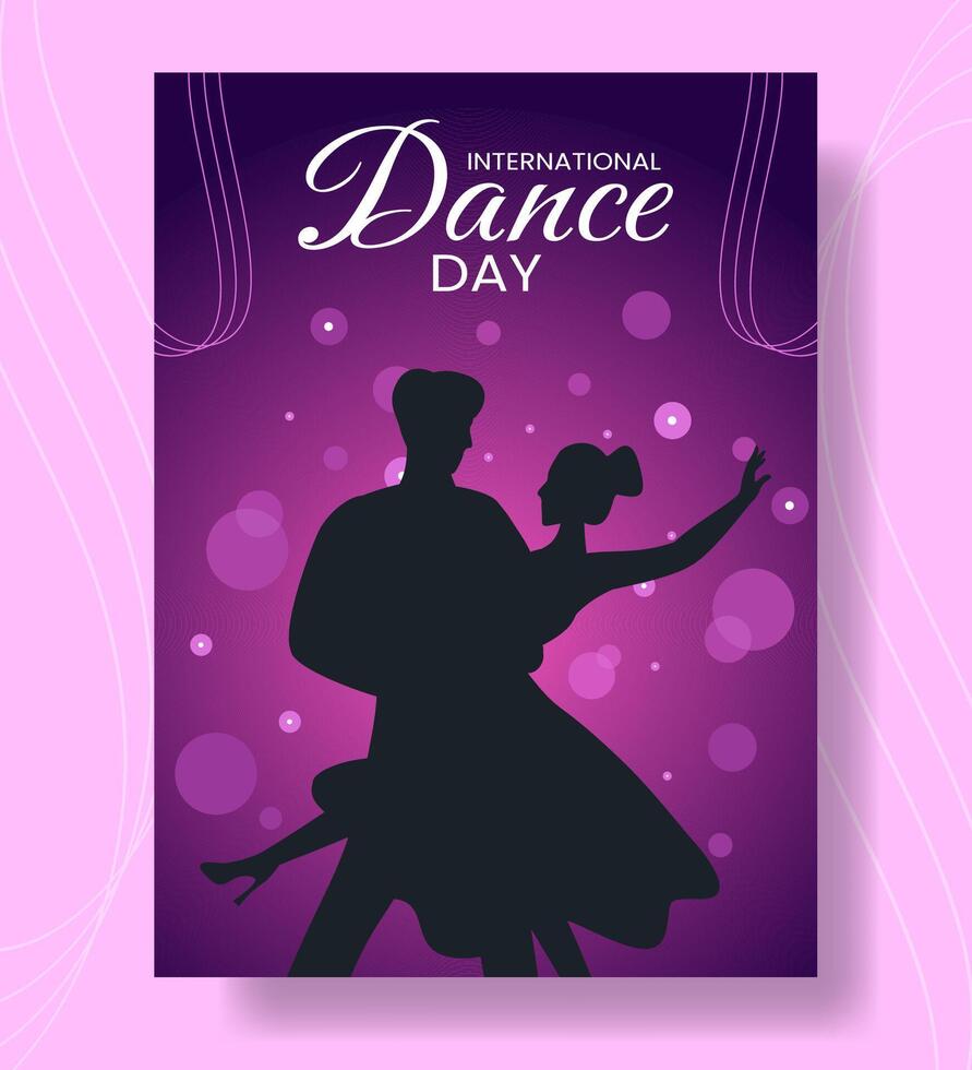 Dance Day Vertical Poster Flat Cartoon Hand Drawn Templates Background Illustration vector