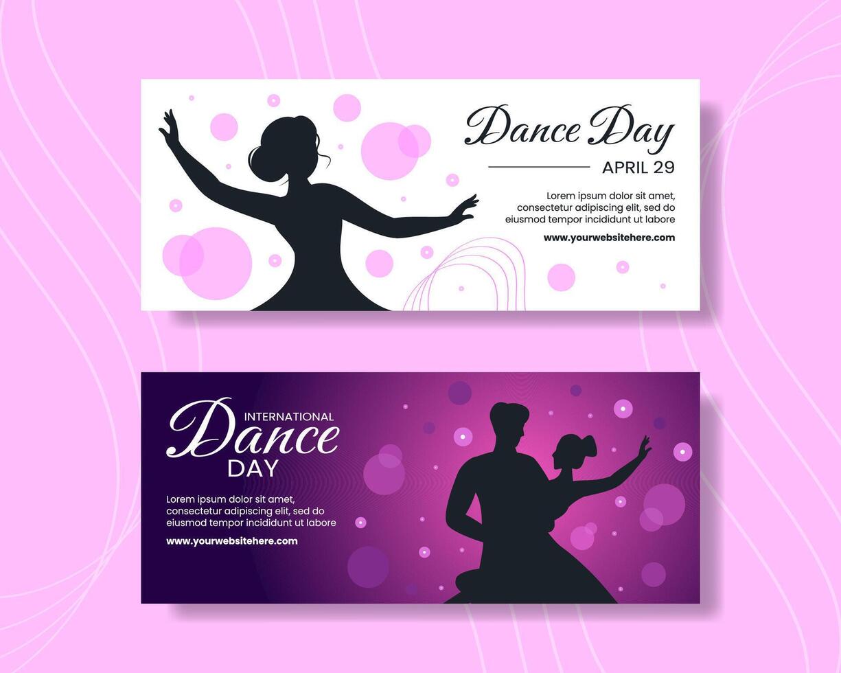 Dance Day Horizontal Banner Flat Cartoon Hand Drawn Templates Background Illustration vector