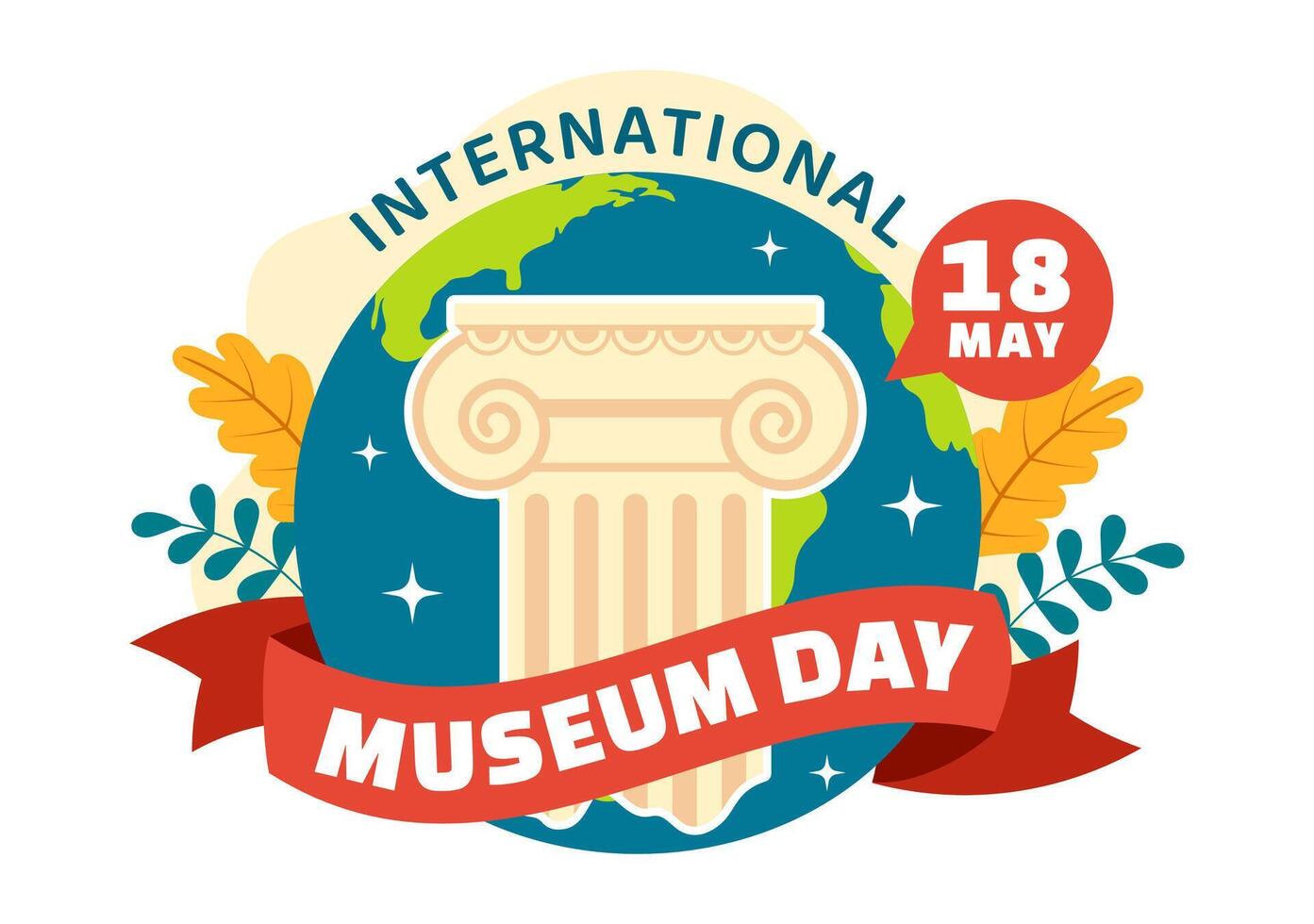 International Museum Day Vector Illustration on May 18 with Building Gallery or Artworks in Flat Cartoon Background Design