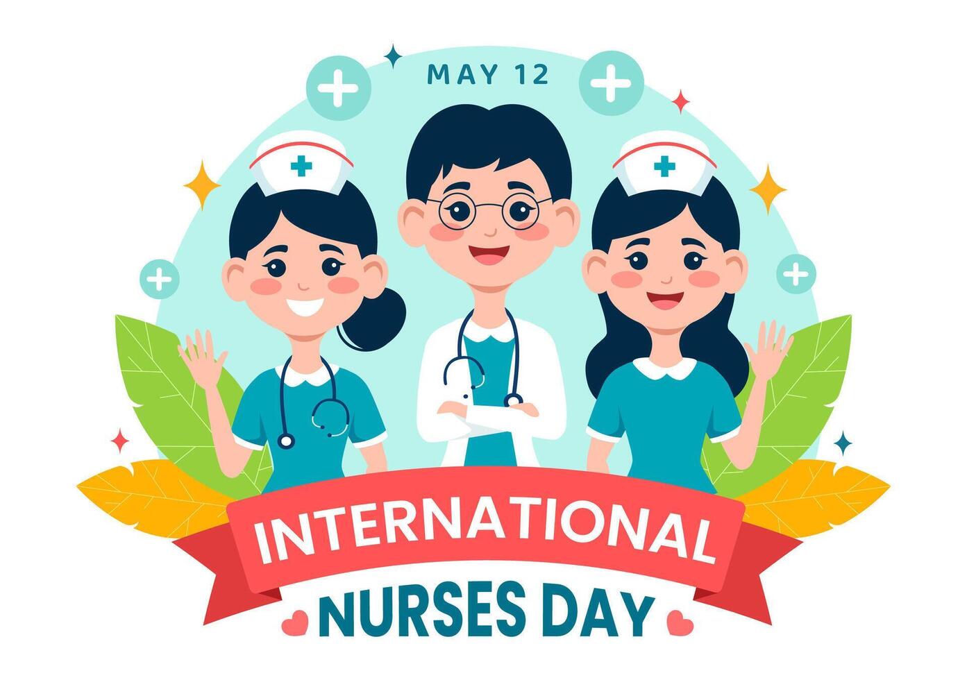 International Nurses Day Vector Illustration on May 12 for Contributions that Nurse Make to Society in Healthcare Flat Kids Cartoon Background