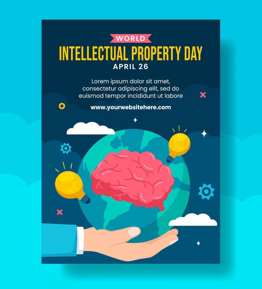 Intellectual Property Day Vertical Poster Flat Cartoon Hand Drawn Templates Background Illustration vector