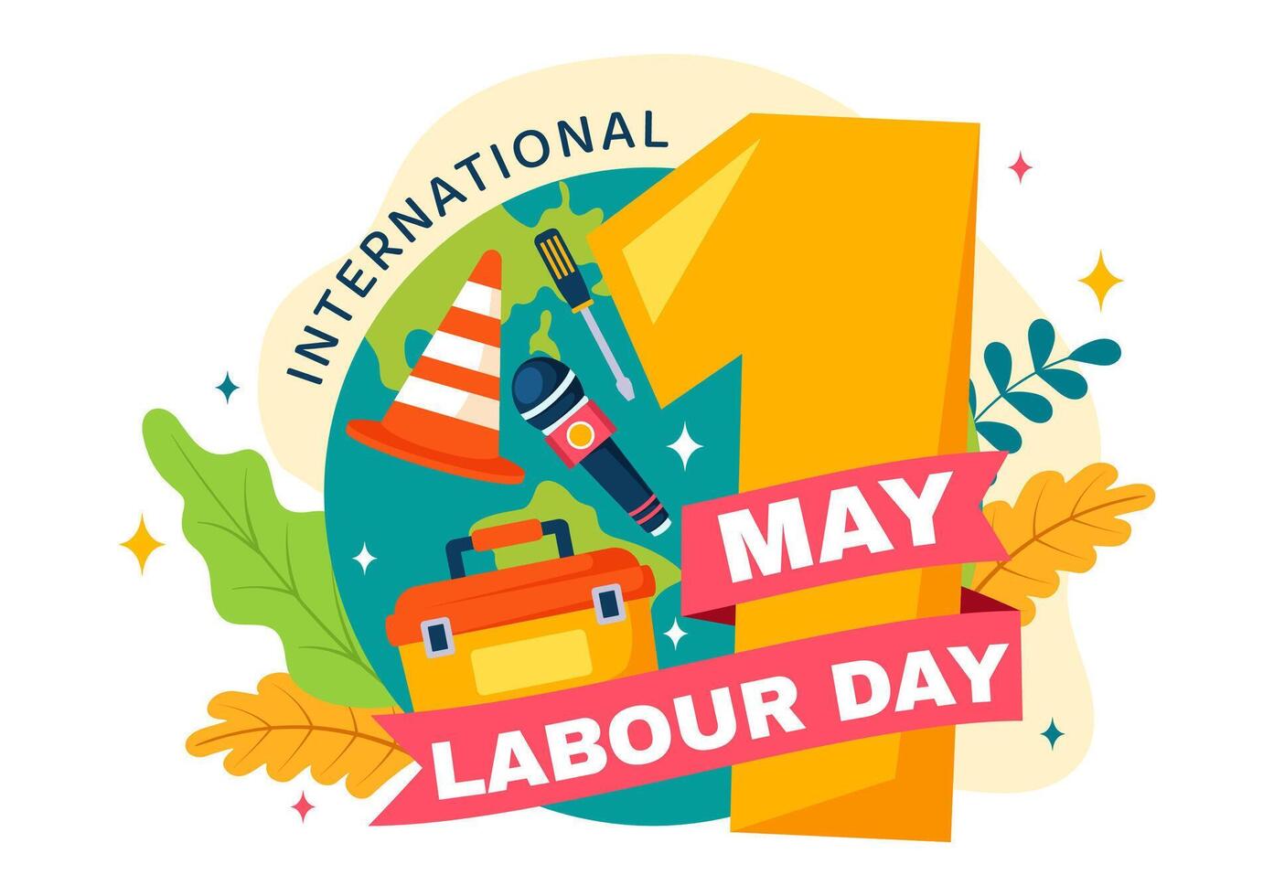 International Labor Day Vector Illustration on 1 May with Different Professions and Thank You to All Workers for Your Hard Work in Flat Background