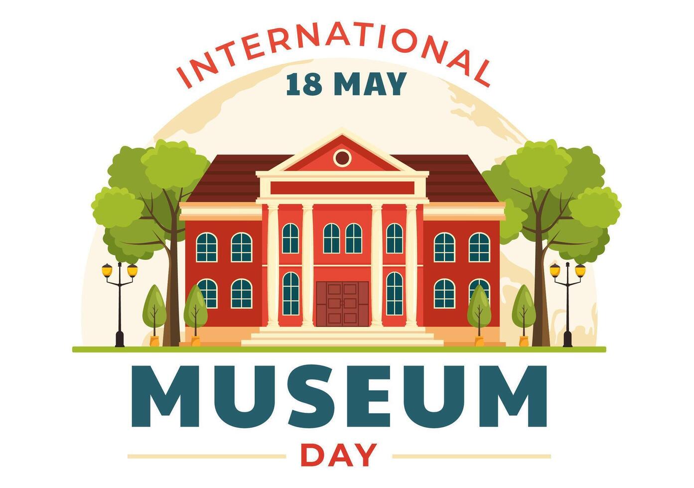 International Museum Day Vector Illustration on May 18 with Building Gallery or Artworks in Flat Cartoon Background Design