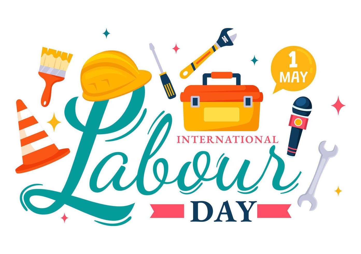 International Labor Day Vector Illustration on 1 May with Different Professions and Thank You to All Workers for Your Hard Work in Flat Background