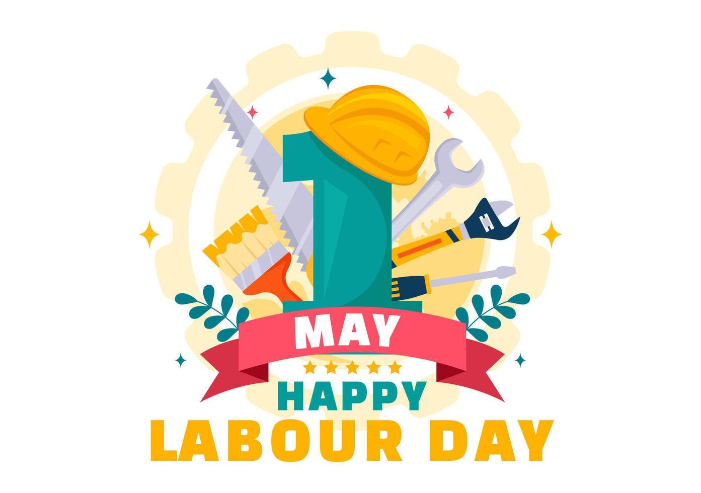 International Labor Day Vector Illustration on 1 May with Different Professions and Thank You to All Workers for Your Hard Work in Flat Background