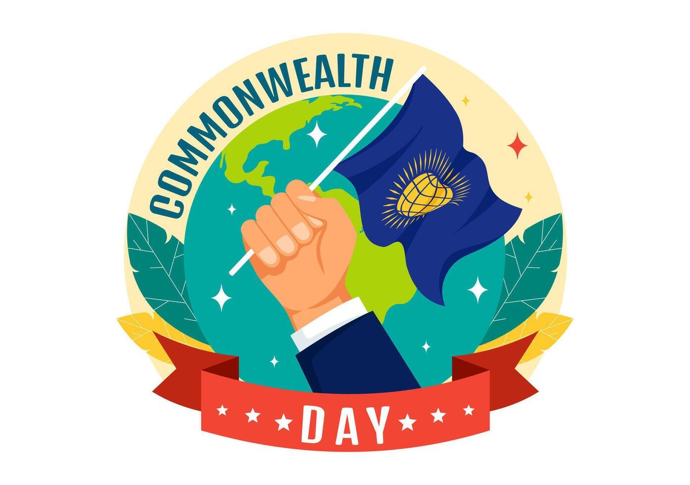 Commonwealth Day Vector Illustration on 24 may of Helps Guide Activities by Commonwealths Organizations with Waving Flag in Flat Cartoon Background