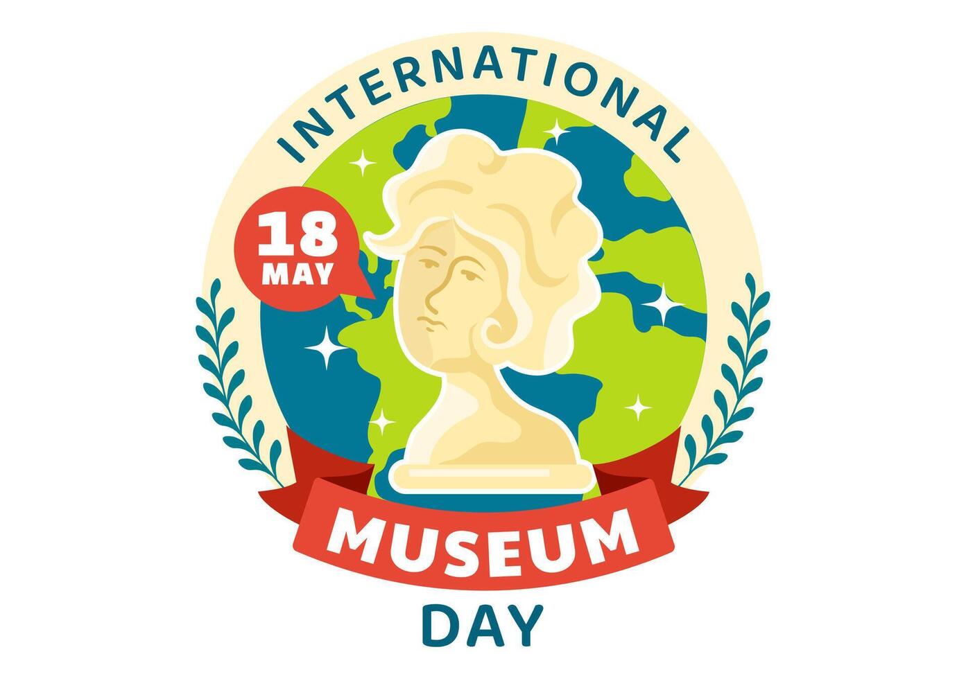International Museum Day Vector Illustration on May 18 with Building Gallery or Artworks in Flat Cartoon Background Design