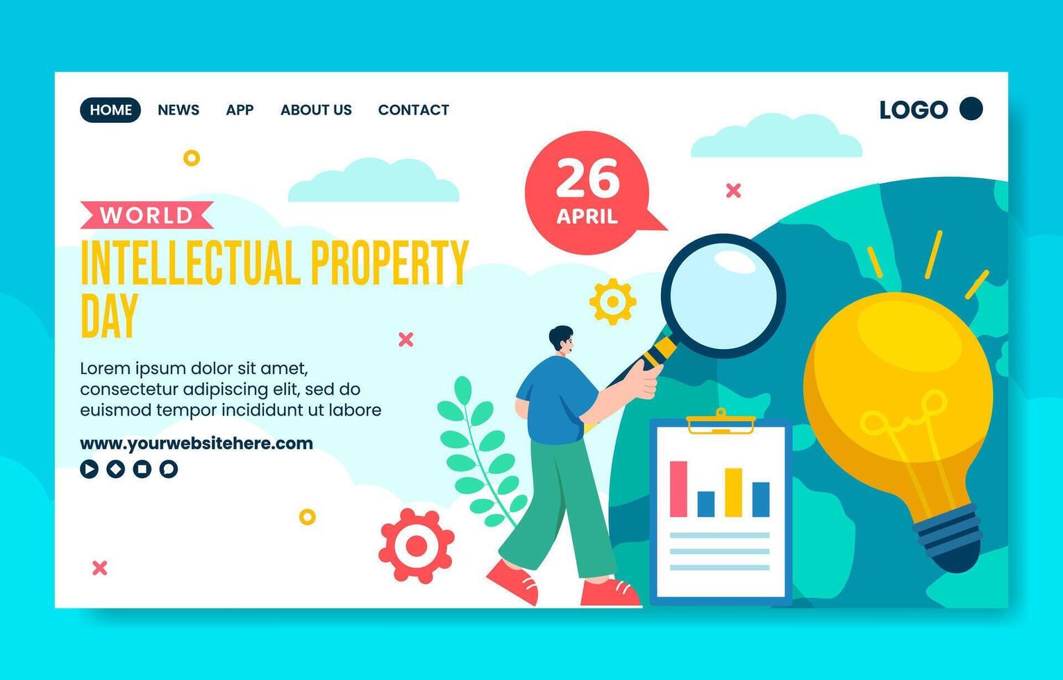 Intellectual Property Day Social Media Landing Page Cartoon Templates Background Illustration vector