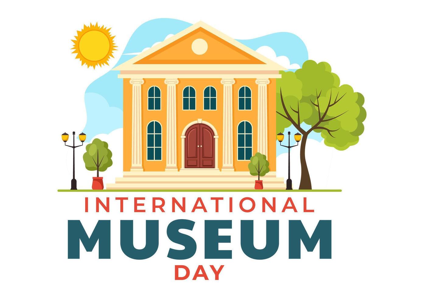 International Museum Day Vector Illustration on May 18 with Building Gallery or Artworks in Flat Cartoon Background Design