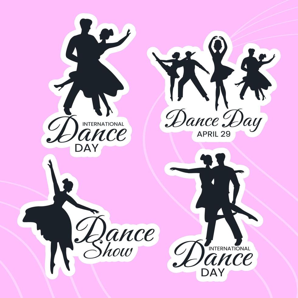 Dance Day Label Flat Cartoon Hand Drawn Templates Background Illustration vector