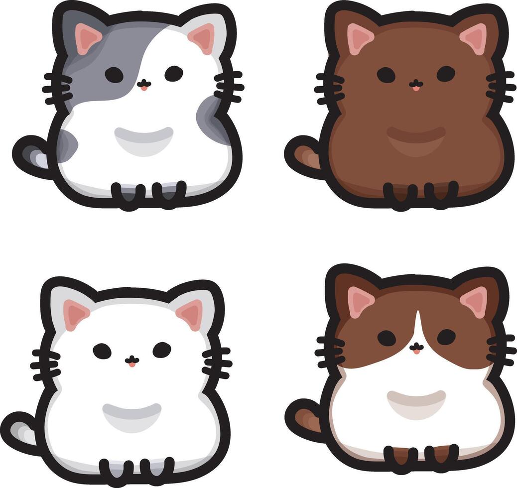 set cat illustration vector
