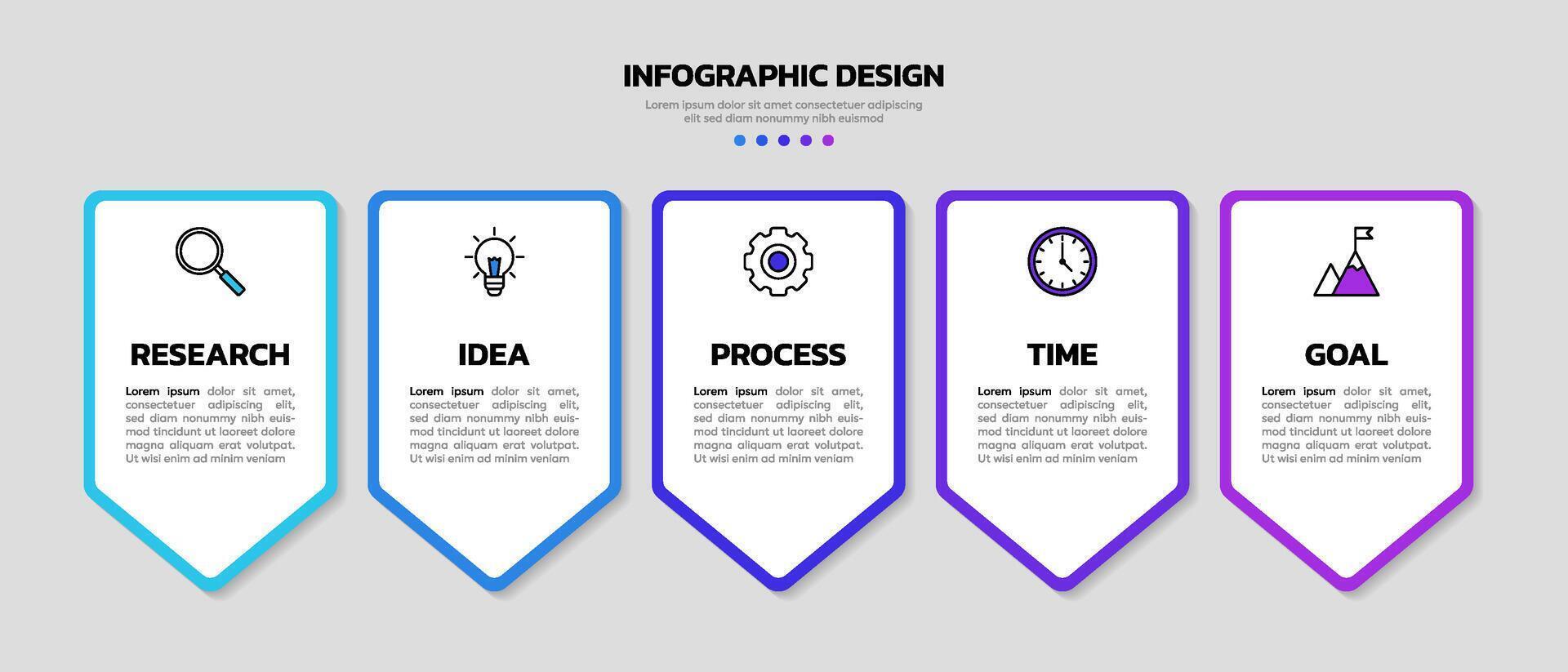 Modern business infographic template with 5 options or steps icons. vector