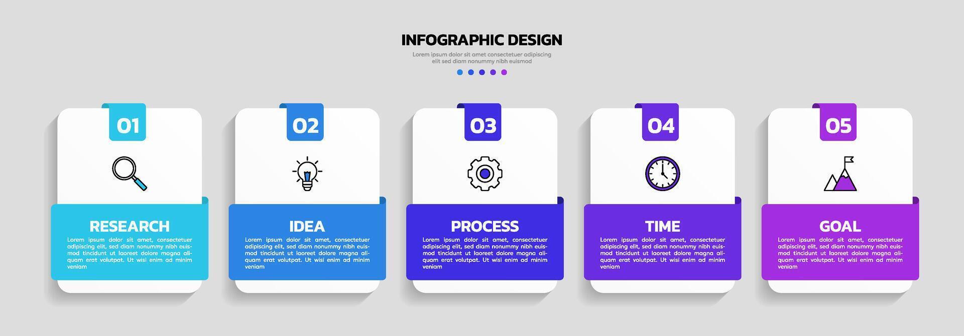 Modern business infographic template with 5 options or steps icons. vector