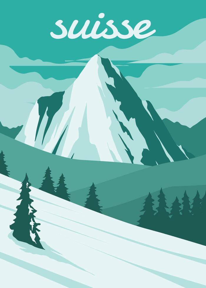 póster Clásico Suiza montaña diseño vector