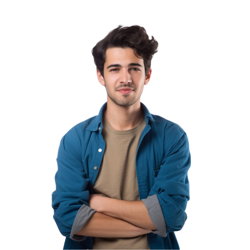 AI generated a man in a blue shirt and jeans png