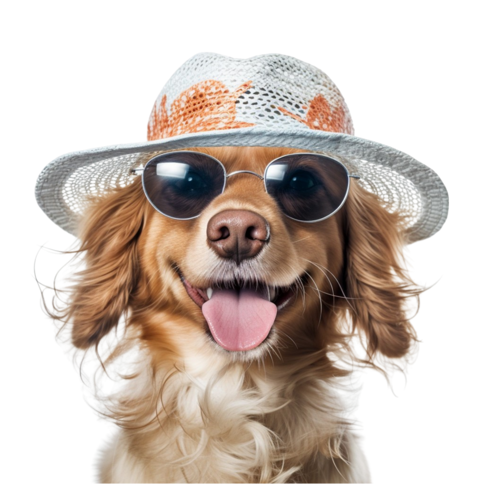 AI generated a dog wearing a hat and sunglasses png