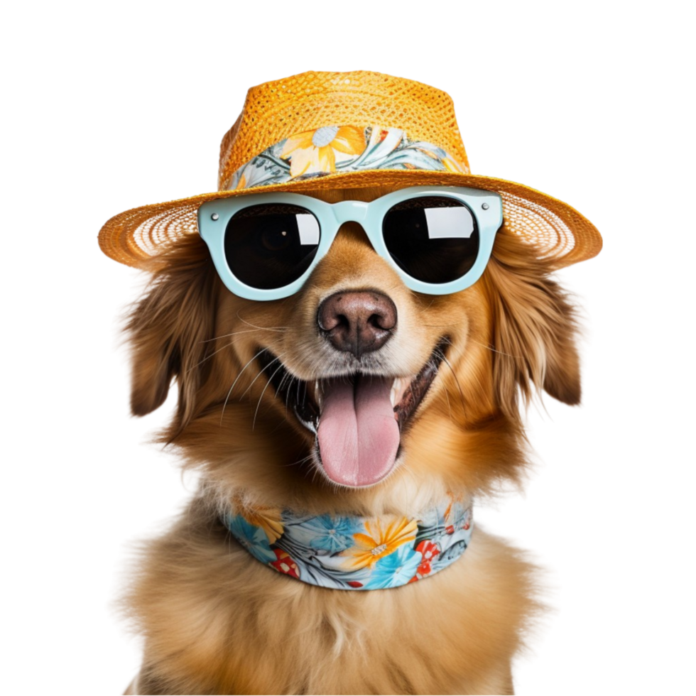 AI generated a dog wearing a hat and sunglasses png
