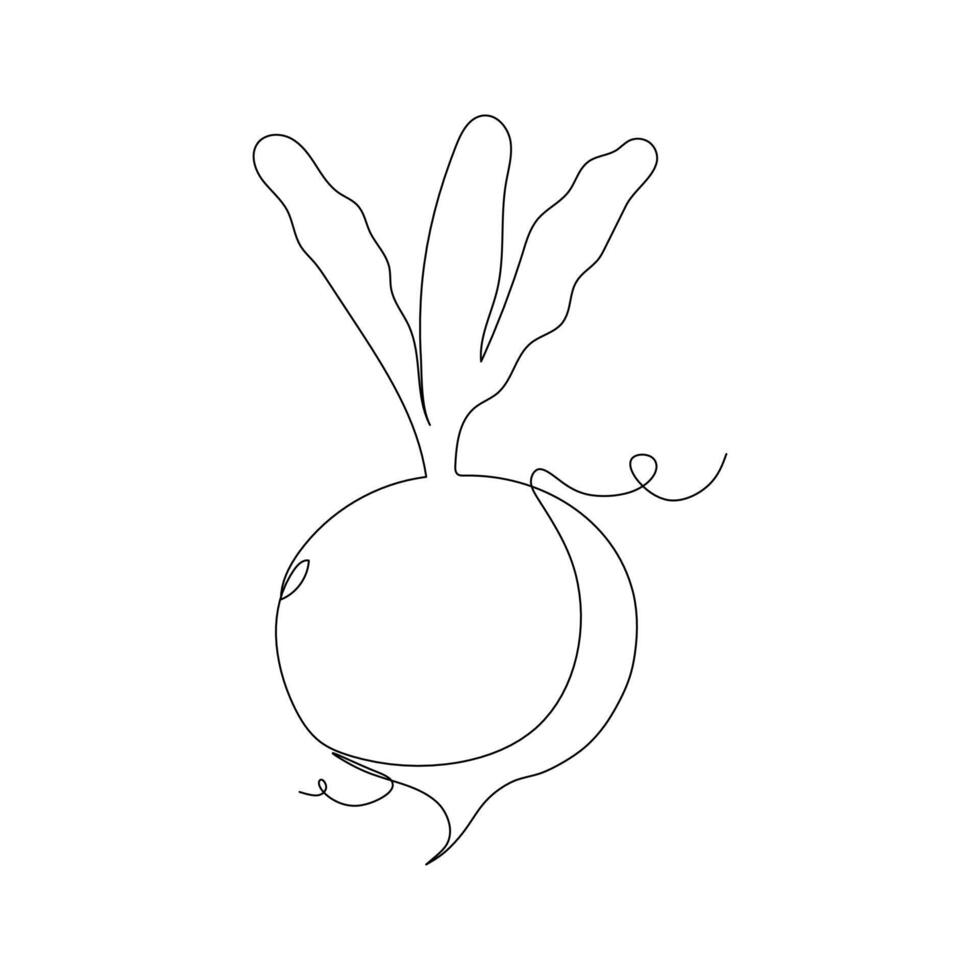 One continuous line drawing whole healthy organic beetroot for plantation logo identity. Fresh garden beet plant concept for vegetable icon. Modern single line draw design vector graphic illustration