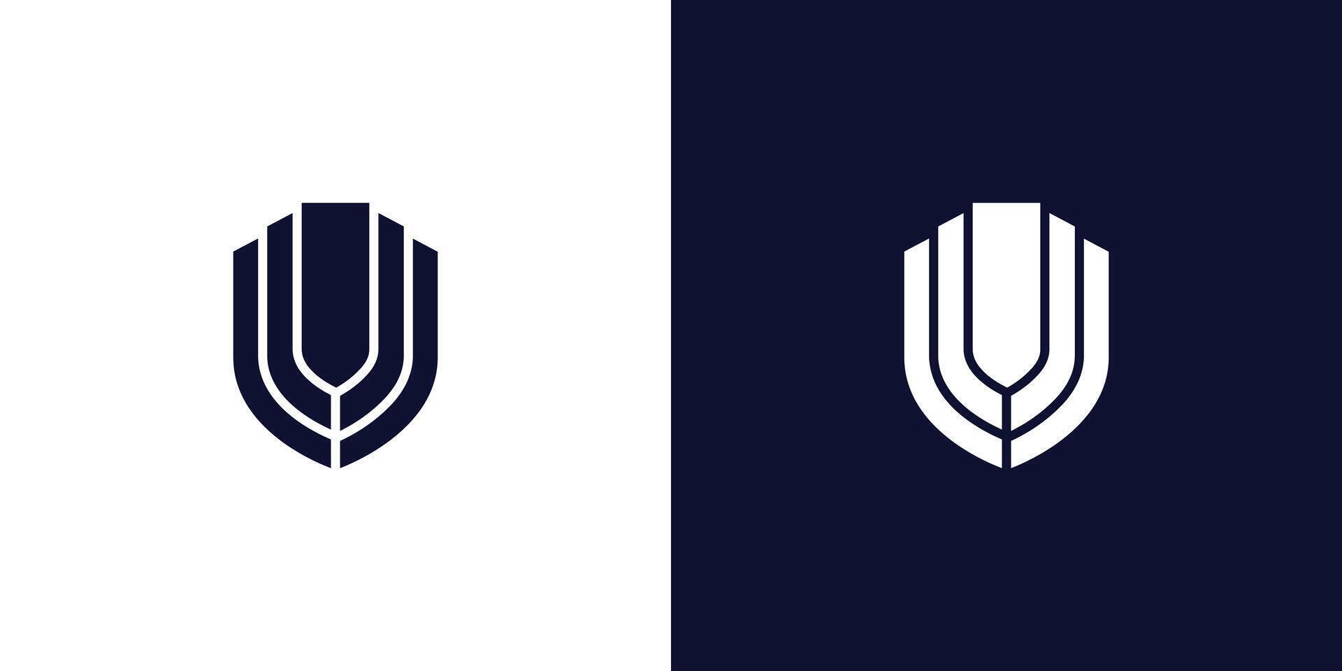 The shield logo design is bold and strong vector