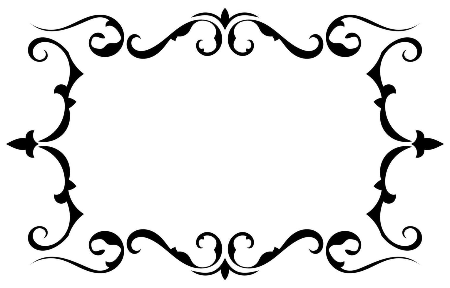 Clásico negro marco con desplazamiento flores para gráfico decoración. vector