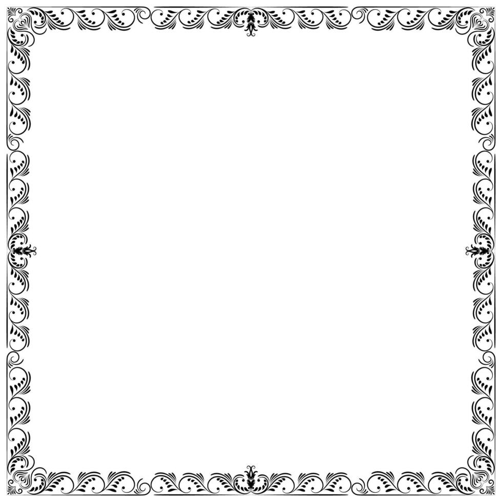 Vintage Indian style border pattern frame The branches are rolled seamlessly into a rectangular shape. vector