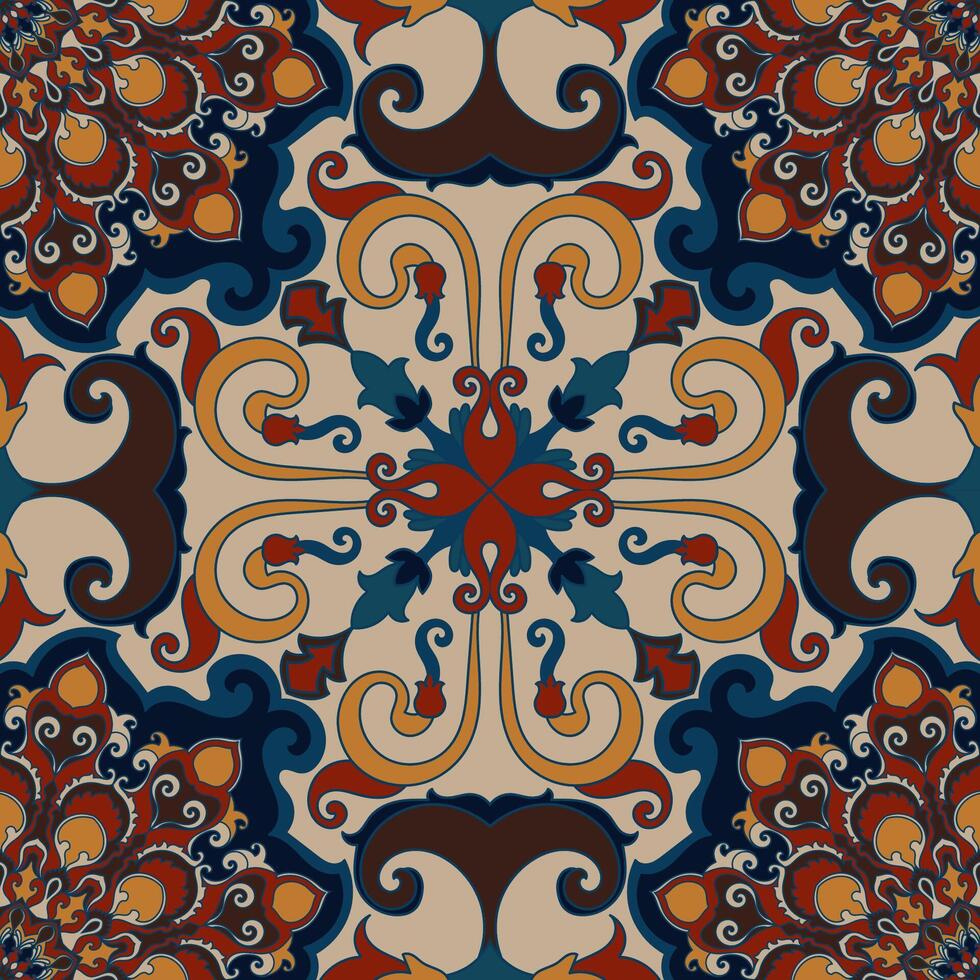 Seamless ethnic tribal mandala pattern used for printed fabric and wallpaper. vector