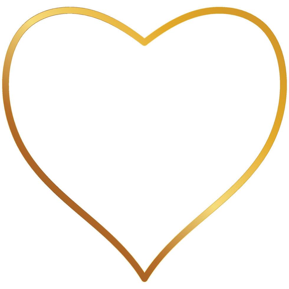 golden heart shape golden frame transparent background vector